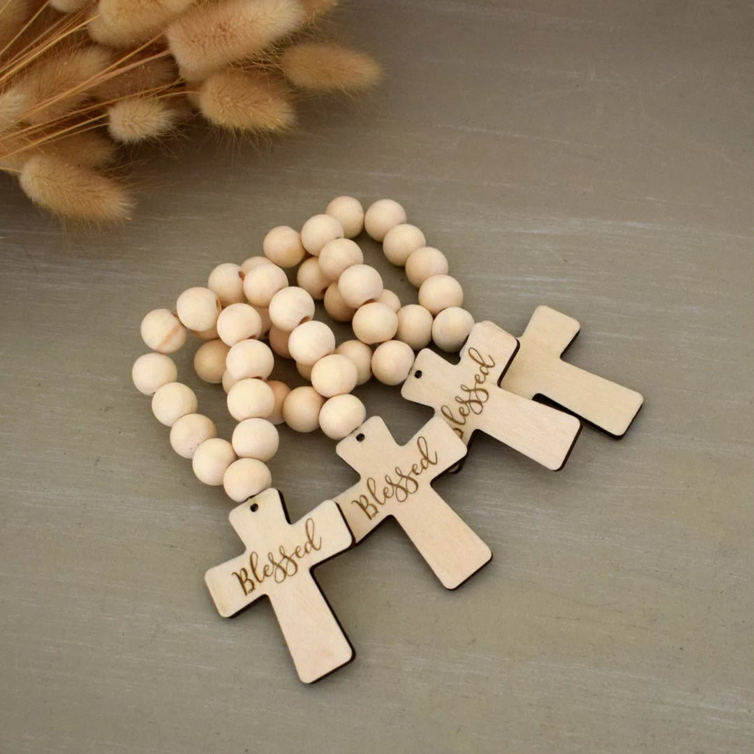 Multi-purpose Wooden Finger Pocket Rosary for Baptism Pray Festival Decor - image 3