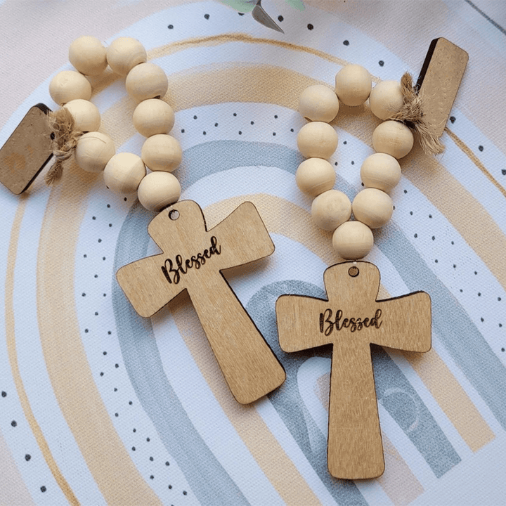 Multi-purpose Wooden Finger Pocket Rosary for Baptism Pray Festival Decor - image 7