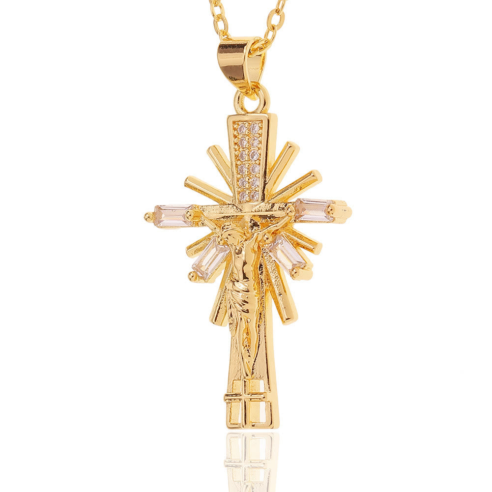 Lightweight Luxury Style Crucifix with Diamonds Pendant Necklace - image 4