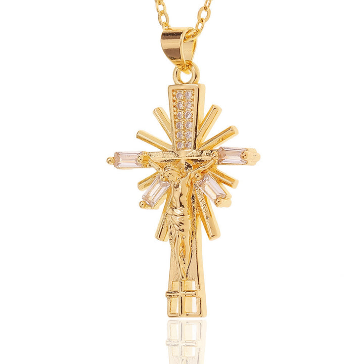 Lightweight Luxury Style Crucifix with Diamonds Pendant Necklace - image 4