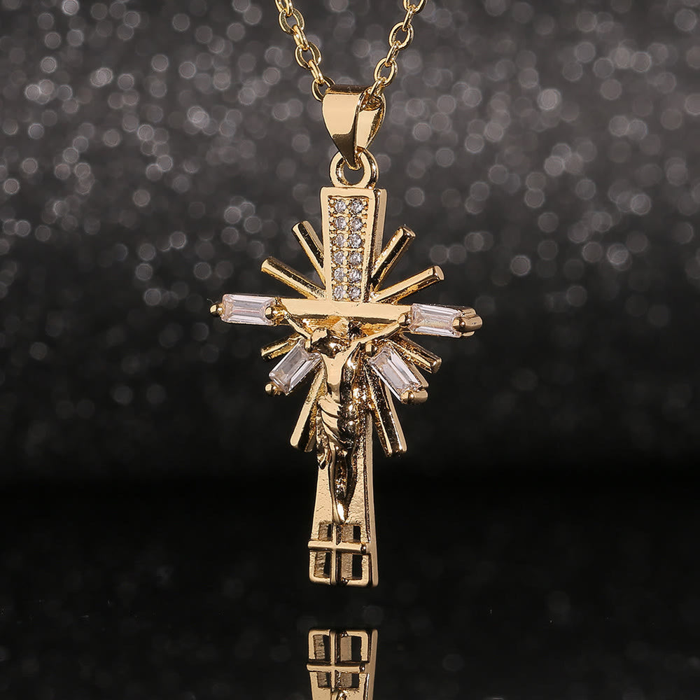 Lightweight Luxury Style Crucifix with Diamonds Pendant Necklace - image 2