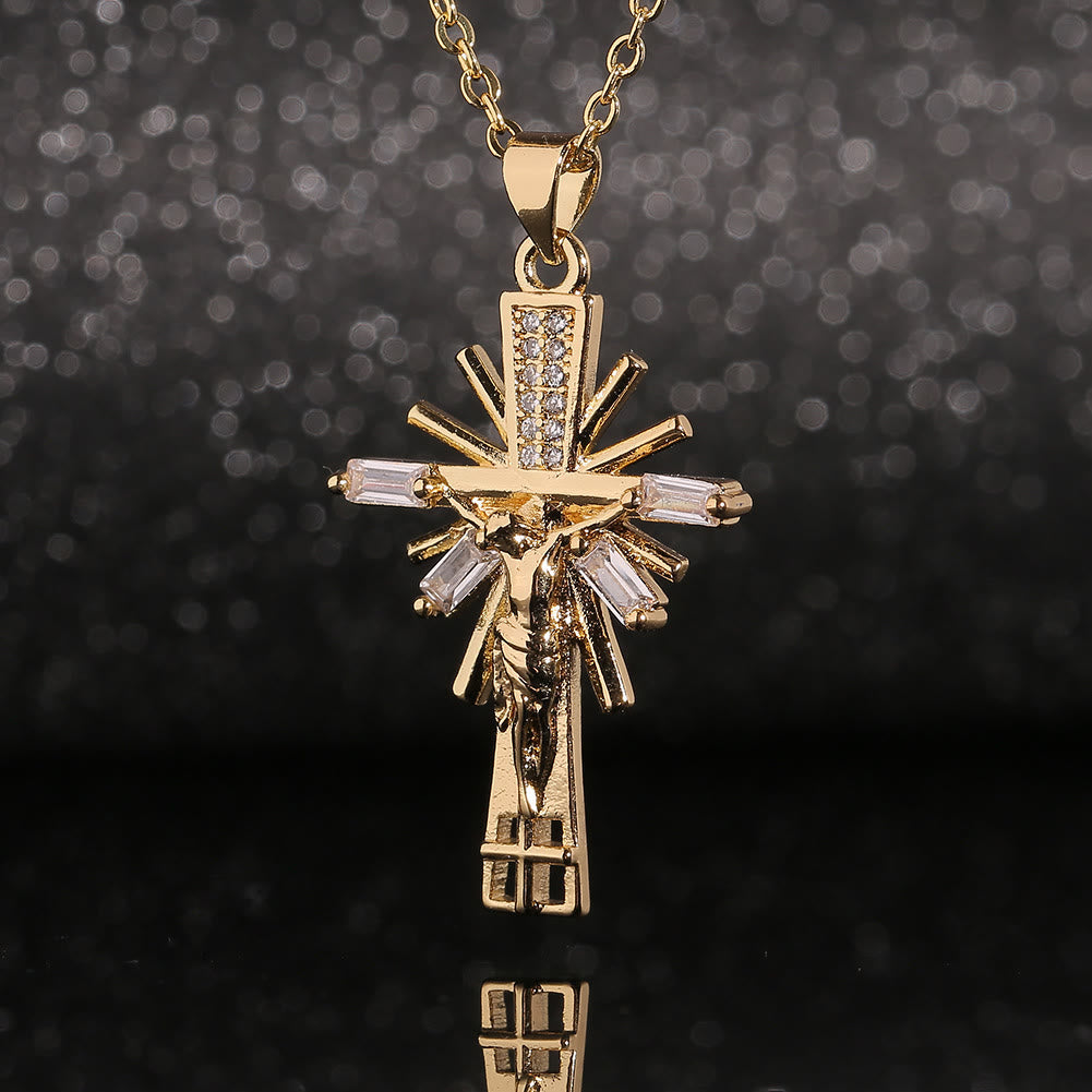 Lightweight Luxury Style Crucifix with Diamonds Pendant Necklace - image 2