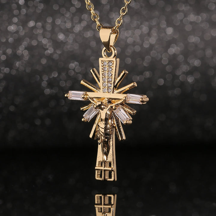 Lightweight Luxury Style Crucifix with Diamonds Pendant Necklace - image 2