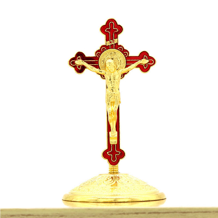 Classic Style Zinc Alloy Crucifix Stereoscopic Desktop Ornaments - Red - image 3