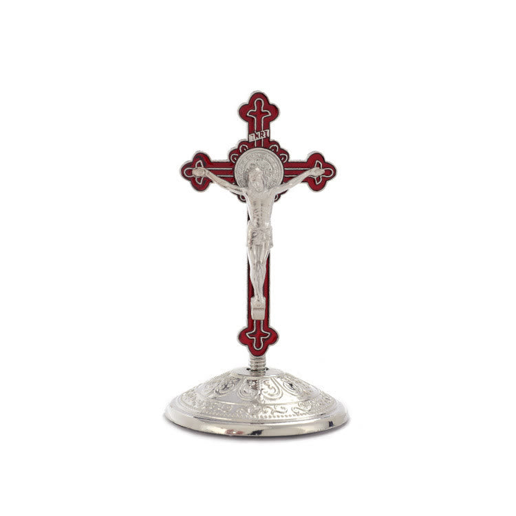 Classic Style Zinc Alloy Crucifix Stereoscopic Desktop Ornaments - Red-silver - image 6