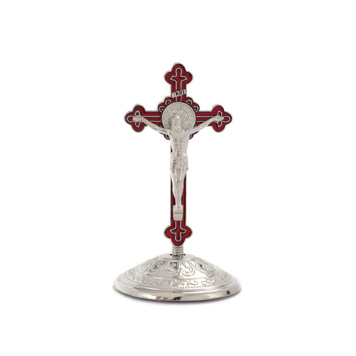 Classic Style Zinc Alloy Crucifix Stereoscopic Desktop Ornaments - Red-silver - image 6