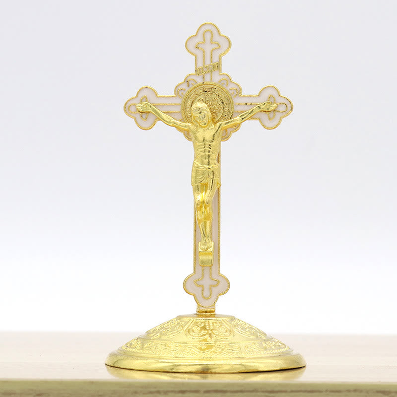 Classic Style Zinc Alloy Crucifix Stereoscopic Desktop Ornaments - Golden - image 8