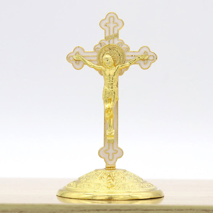 Classic Style Zinc Alloy Crucifix Stereoscopic Desktop Ornaments - Golden - image 8