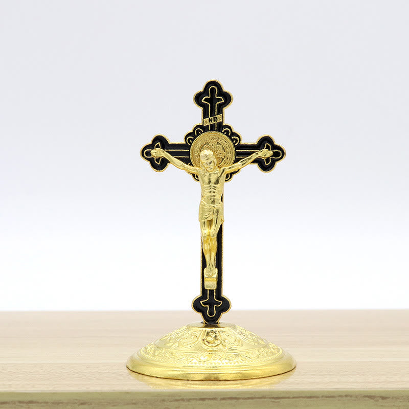 Classic Style Zinc Alloy Crucifix Stereoscopic Desktop Ornaments - Black - image 2