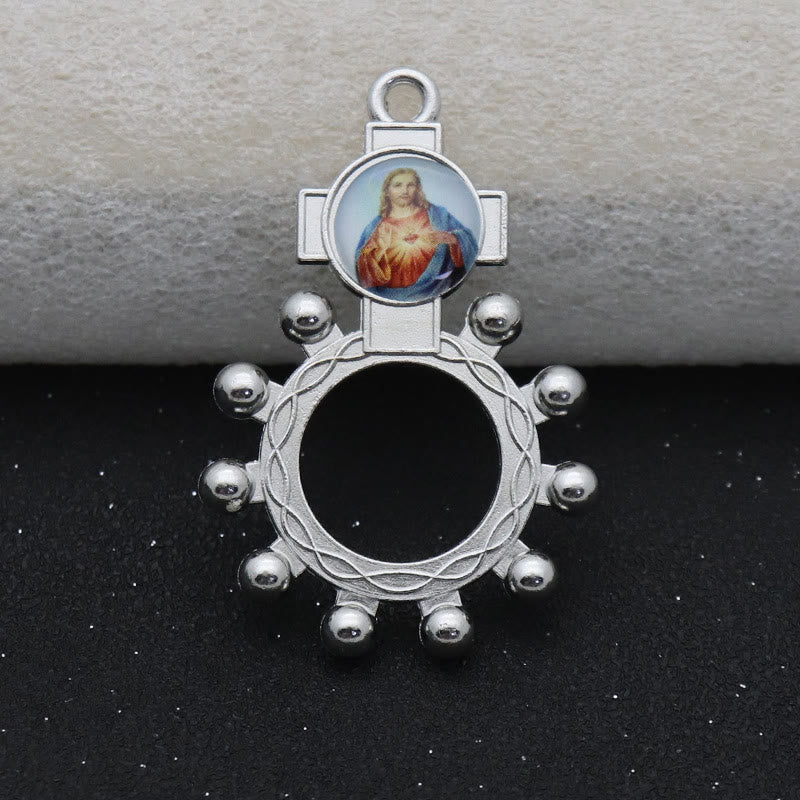 2pcs/set Immaculate Heart of Mary Holy Family Finger Decade Rosary Ring - image 5