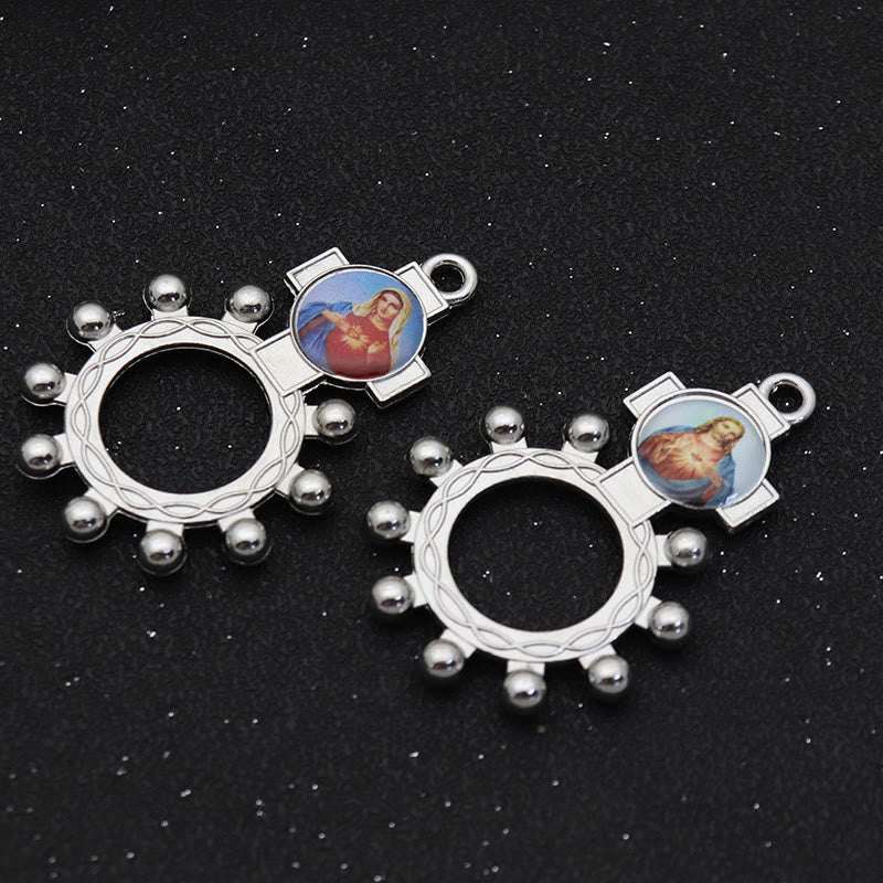 2pcs/set Immaculate Heart of Mary Holy Family Finger Decade Rosary Ring - image 2