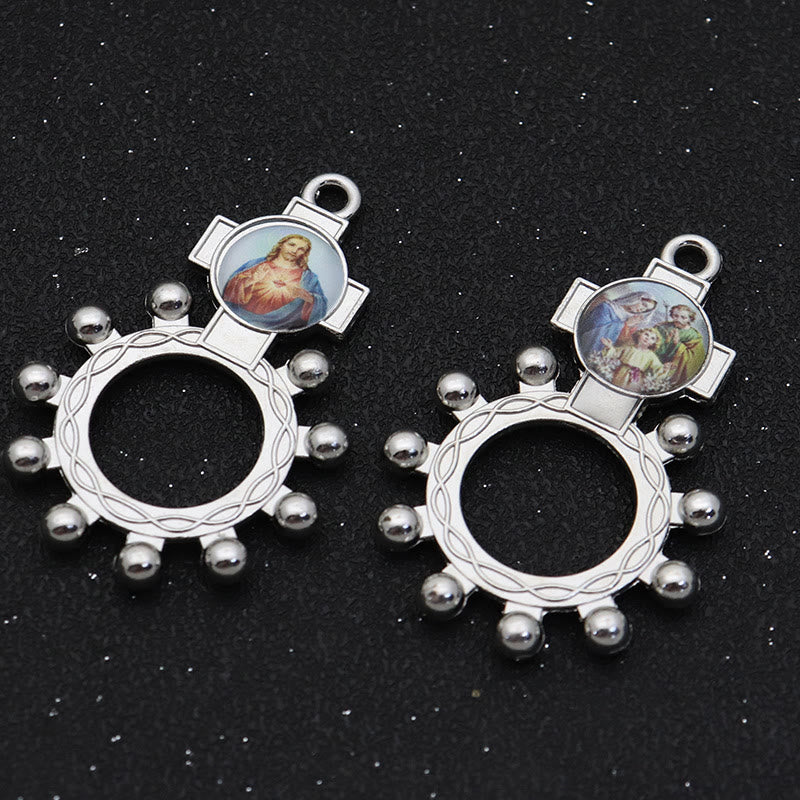 2pcs/set Immaculate Heart of Mary Holy Family Finger Decade Rosary Ring - 2pcs/set - image 1