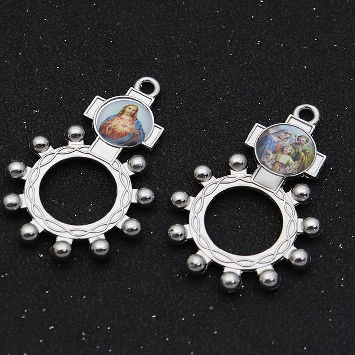 2pcs/set Immaculate Heart of Mary Holy Family Finger Decade Rosary Ring - 2pcs/set - image 1