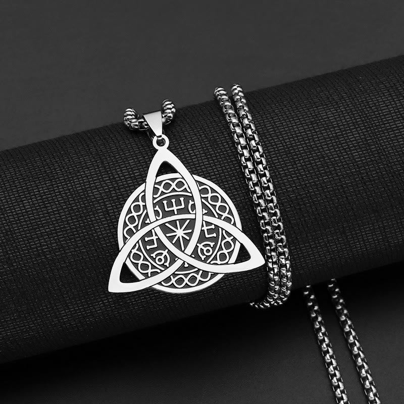 Christian Art Minimalist Style Triquetra Stainless Steel Pendant Necklace - Silver - image 1