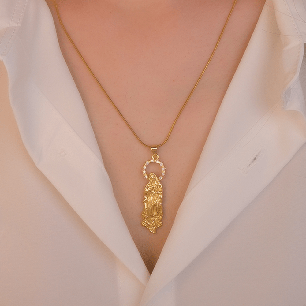 Luxury Style Assumption of Virgin Mary Our Lady of Guadalupe Pendant Necklace - image 6