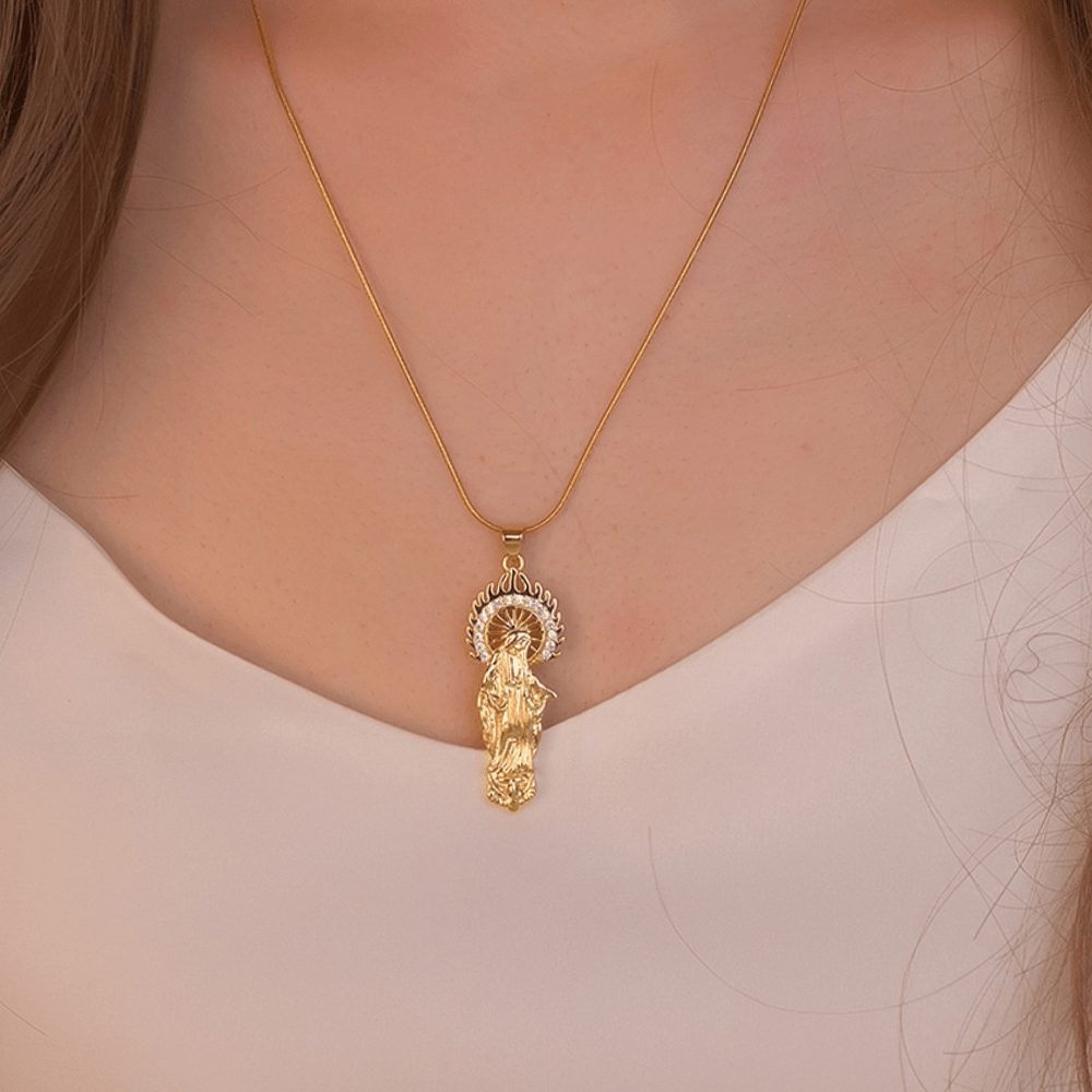 Luxury Style Assumption of Virgin Mary Our Lady of Guadalupe Pendant Necklace - image 6