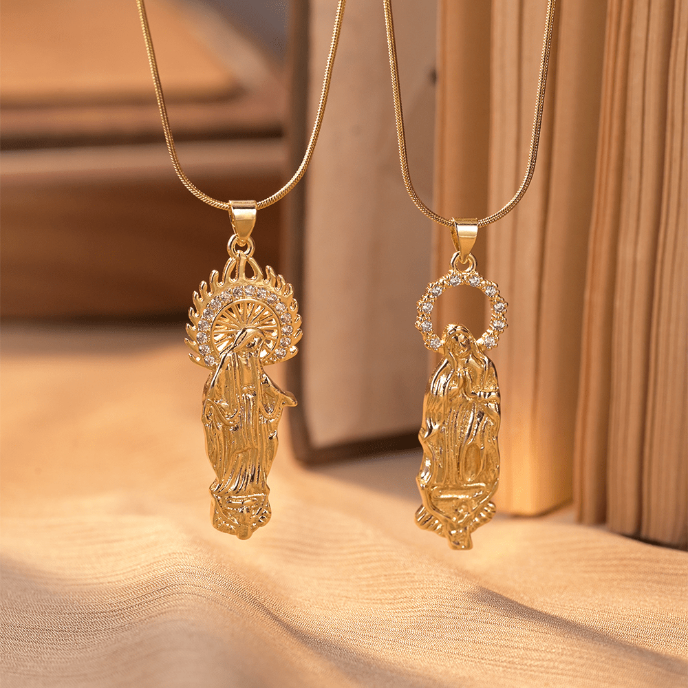 Luxury Style Assumption of Virgin Mary Our Lady of Guadalupe Pendant Necklace - image 5
