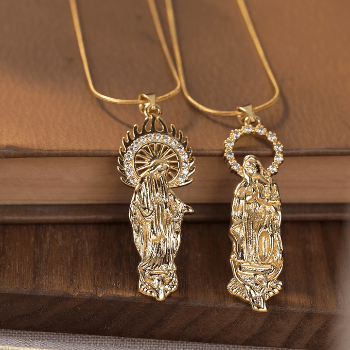 Luxury Style Assumption of Virgin Mary Our Lady of Guadalupe Pendant Necklace - image 8