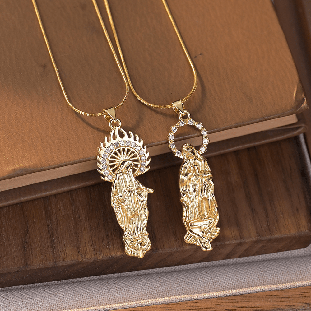 Luxury Style Assumption of Virgin Mary Our Lady of Guadalupe Pendant Necklace - image 2