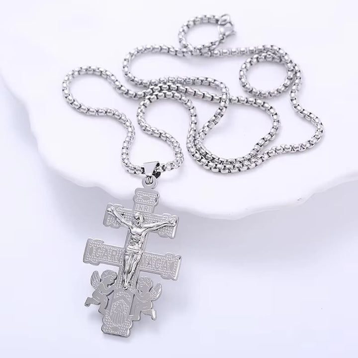 Classic Style Retro Crucifix with Angels Pendant Necklace - image 7