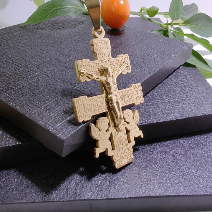 Classic Style Retro Crucifix with Angels Pendant Necklace - image 9