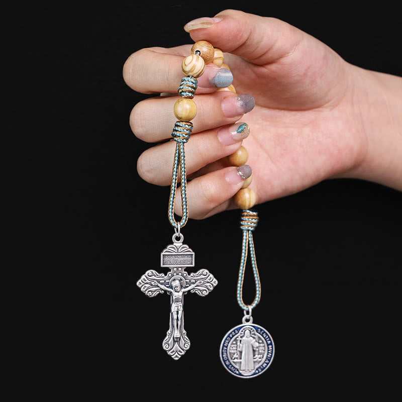 Christianartworkshop Olive Wood Saint Benedict Medal Decade Rosary - image 5