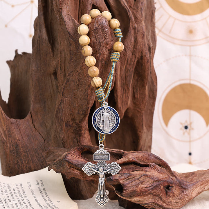 Christianartworkshop Olive Wood Saint Benedict Medal Decade Rosary - image 4