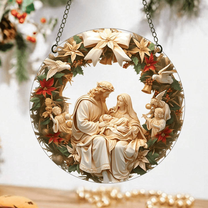 Christianartworkshop Sculptural Realism Style Holy Family Christmas Parasite Hanging Ornaments - Style 1 - image 0
