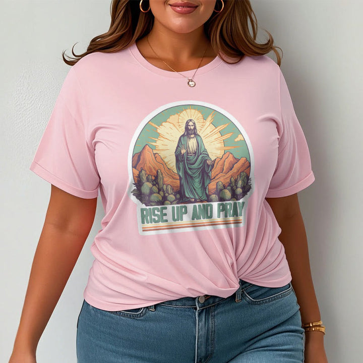 Christianartworkshop Classic Style Rise Up and Pray Short Sleeve Washed T-shirt - image 15