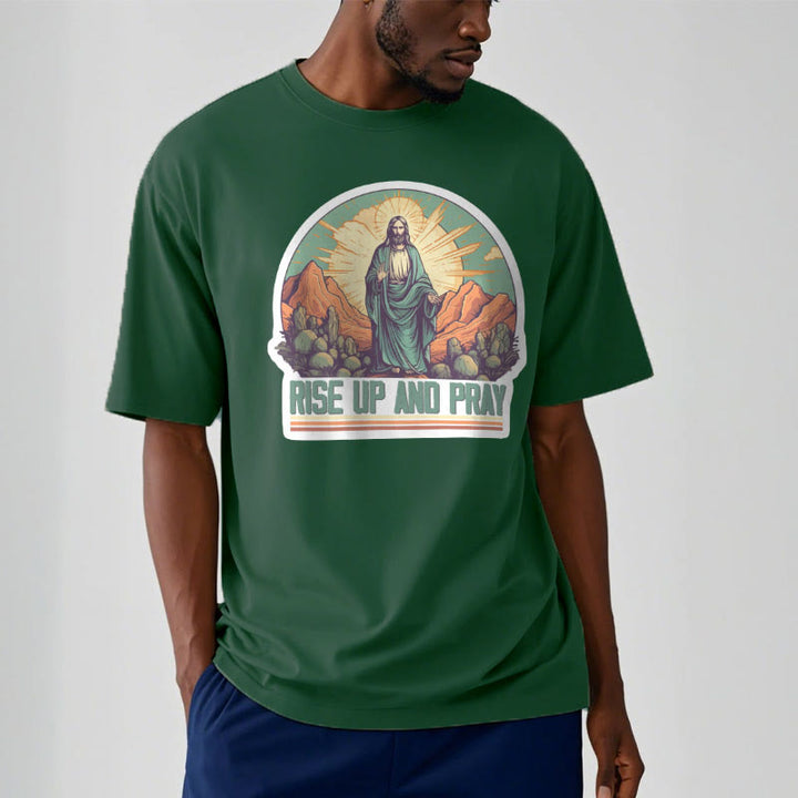 Christianartworkshop Classic Style Rise Up and Pray Short Sleeve Washed T-shirt - image 11