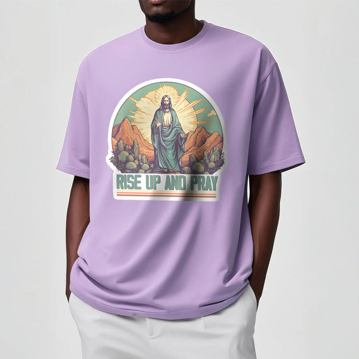 Christianartworkshop Classic Style Rise Up and Pray Short Sleeve Washed T-shirt - image 17