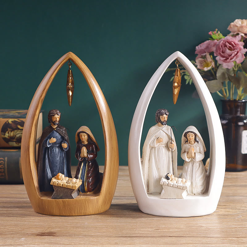 Christian Art Refined Style Resin Nativity Desktop Decorations Ornament - Brown - image 1