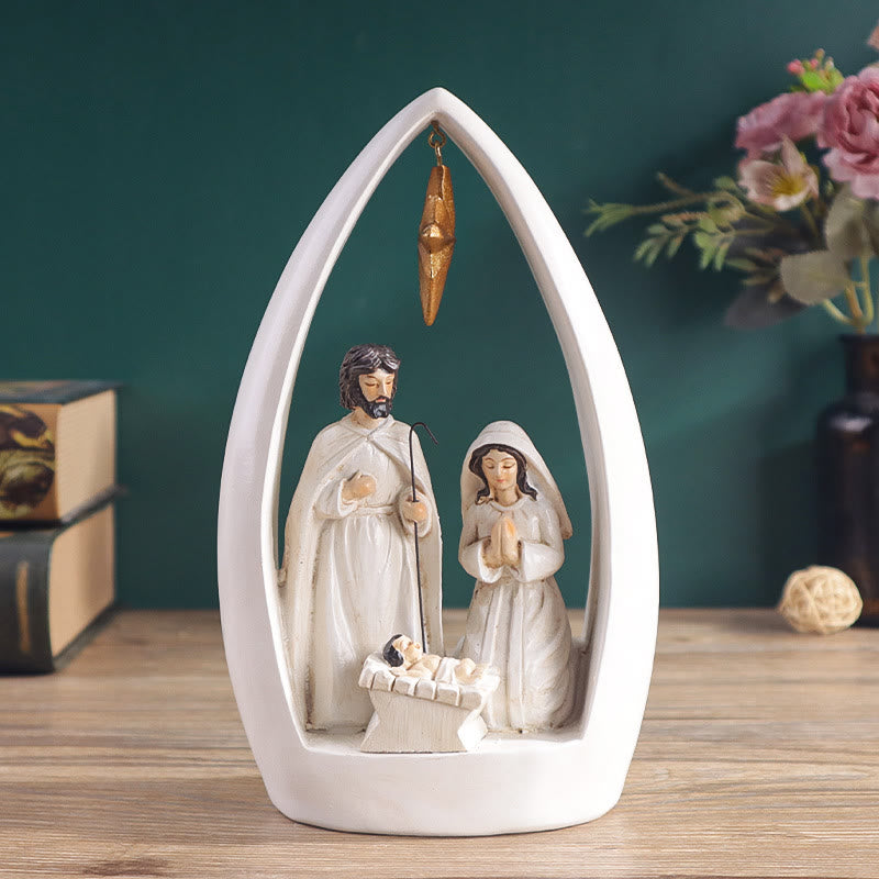 Christianartworkshop Refined Style Resin Nativity Desktop Decorations Ornament - White - image 3