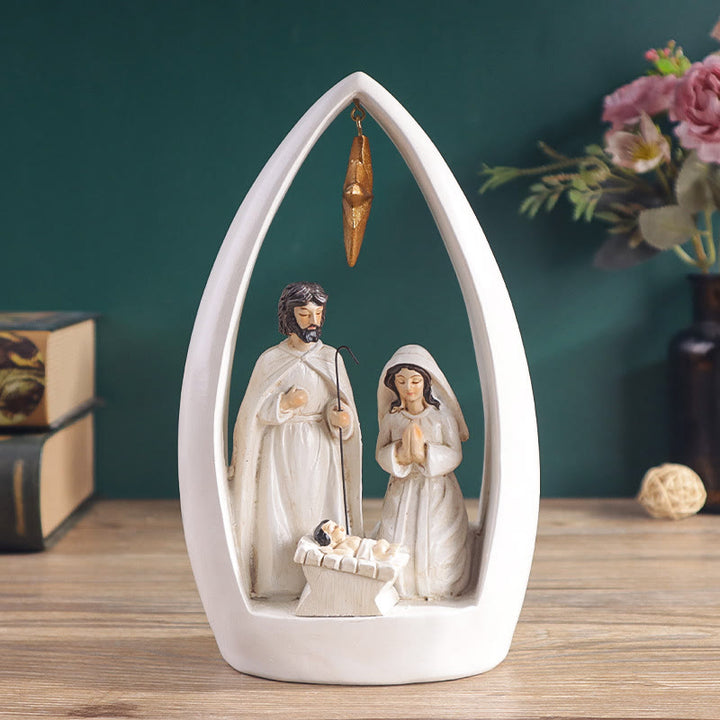 Christianartworkshop Refined Style Resin Nativity Desktop Decorations Ornament - White - image 3