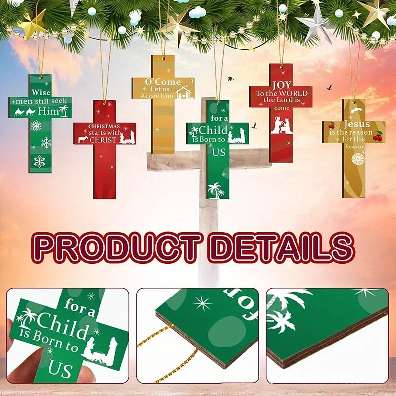 Modern Style Cross Shaped Love Jesus Christmas Faith-Inspired Hanging Ornaments - image 5