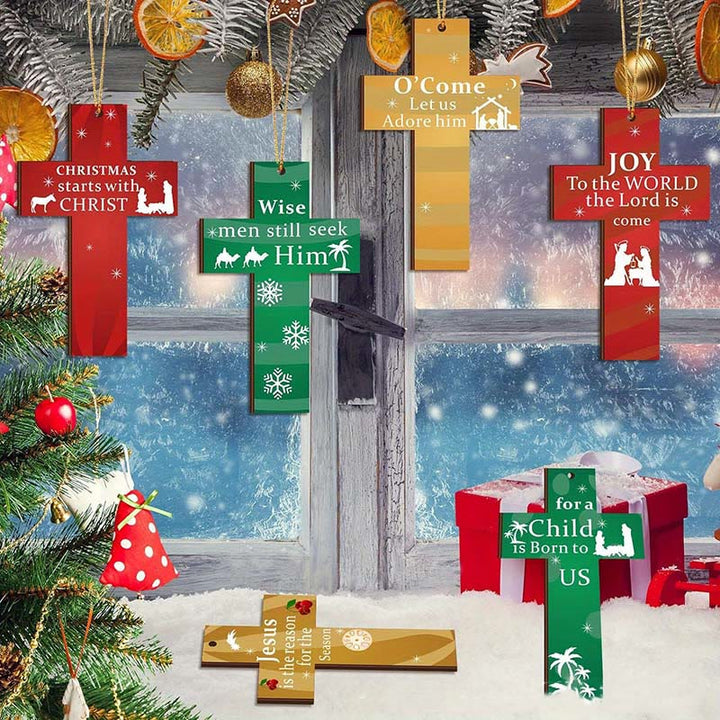 Modern Style Cross Shaped Love Jesus Christmas Faith-Inspired Hanging Ornaments - image 3