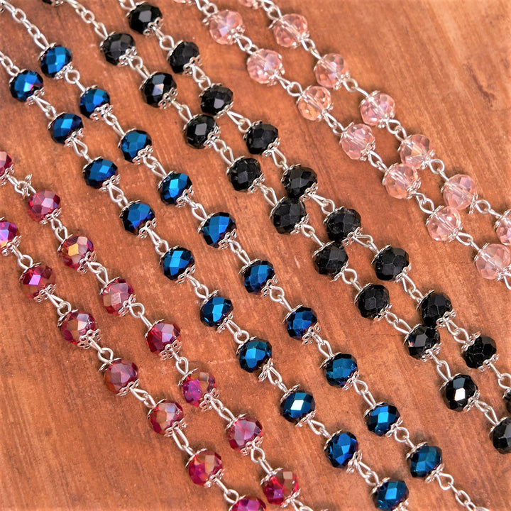 Madonna and Child & Crucifix of 6 mm Polyhedron Multicolor Crystal Alloy Chain Rosary - image 7