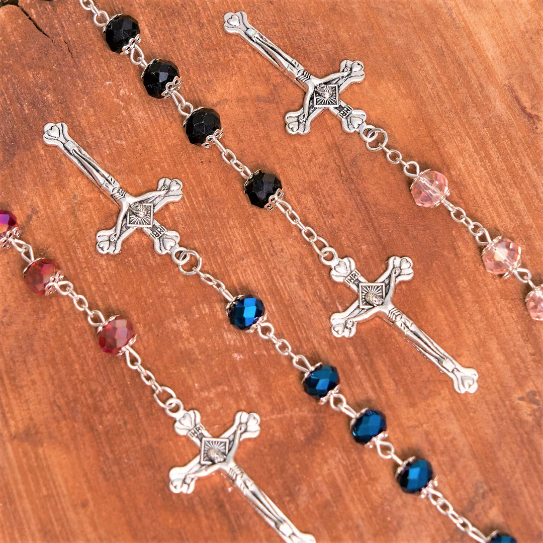 Madonna and Child & Crucifix of 6 mm Polyhedron Multicolor Crystal Alloy Chain Rosary - image 6