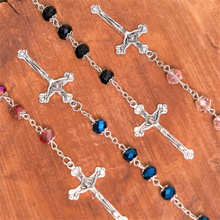Madonna and Child & Crucifix of 6 mm Polyhedron Multicolor Crystal Alloy Chain Rosary - image 6