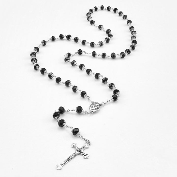 Madonna and Child & Crucifix of 6 mm Polyhedron Multicolor Crystal Alloy Chain Rosary - image 15