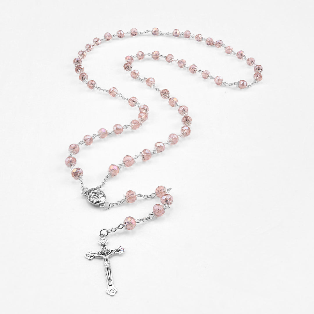 Madonna and Child & Crucifix of 6 mm Polyhedron Multicolor Crystal Alloy Chain Rosary - image 14