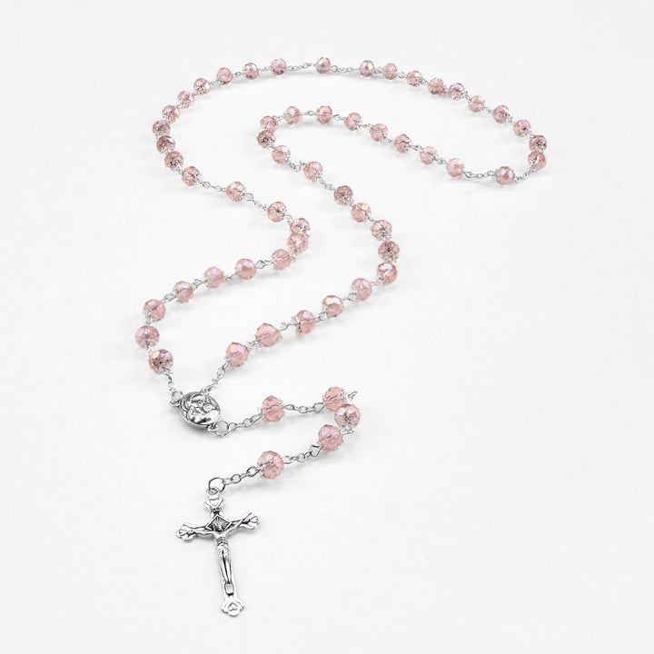 Madonna and Child & Crucifix of 6 mm Polyhedron Multicolor Crystal Alloy Chain Rosary - image 14
