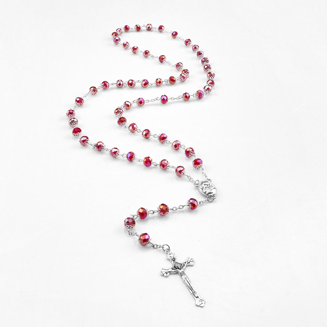 Madonna and Child & Crucifix of 6 mm Polyhedron Multicolor Crystal Alloy Chain Rosary - image 12