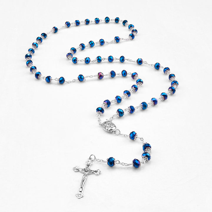 Madonna and Child & Crucifix of 6 mm Polyhedron Multicolor Crystal Alloy Chain Rosary - image 13