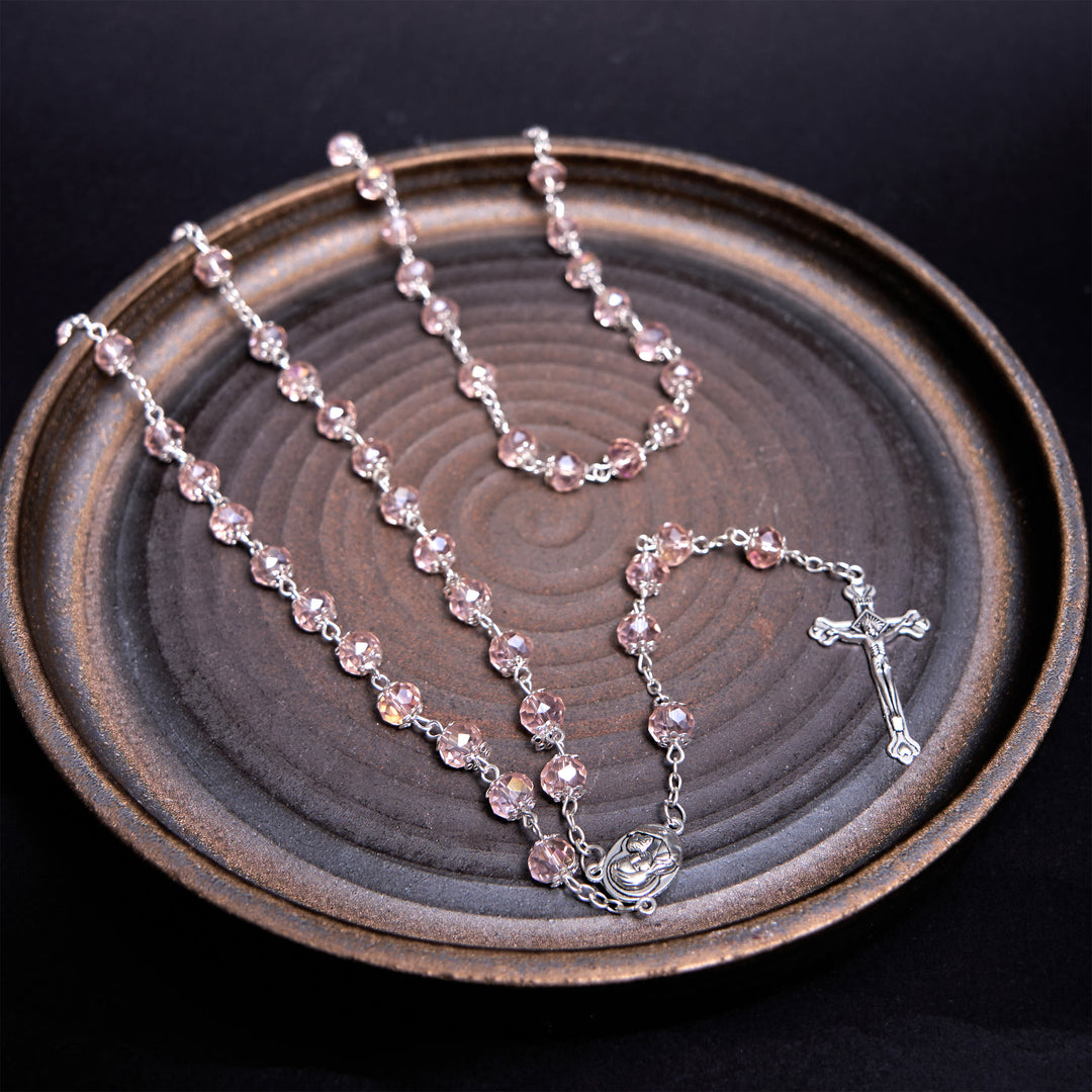 Madonna and Child & Crucifix of 6 mm Polyhedron Multicolor Crystal Alloy Chain Rosary - image 11
