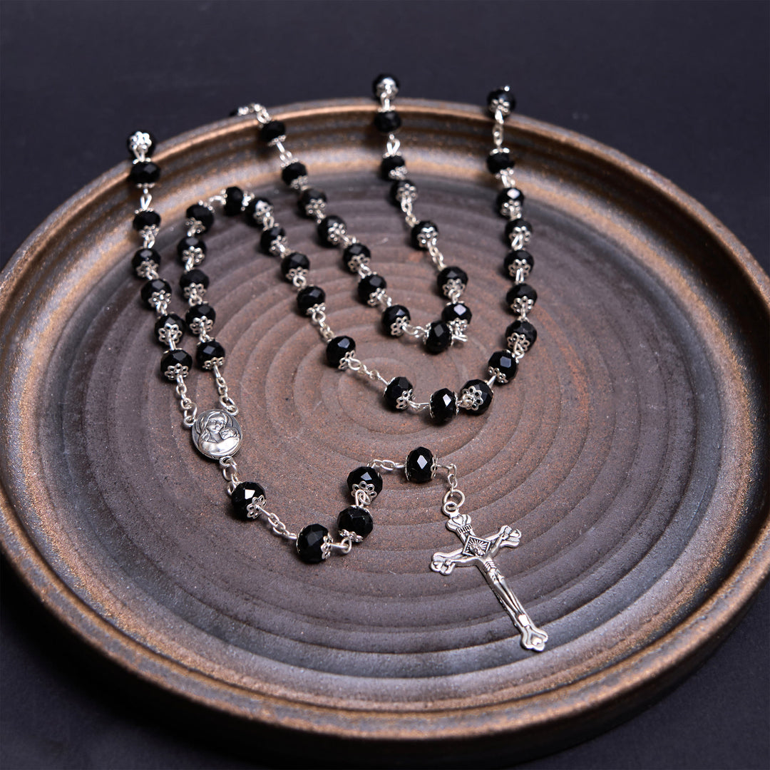 Madonna and Child & Crucifix of 6 mm Polyhedron Multicolor Crystal Alloy Chain Rosary - image 9