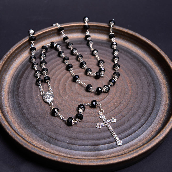 Madonna and Child & Crucifix of 6 mm Polyhedron Multicolor Crystal Alloy Chain Rosary - image 9