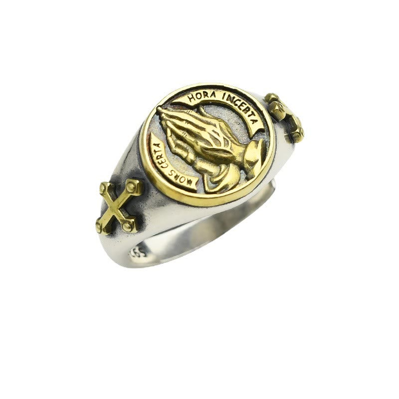 Christian Art Classic Style Praying Hands Titanium Ring - image 2