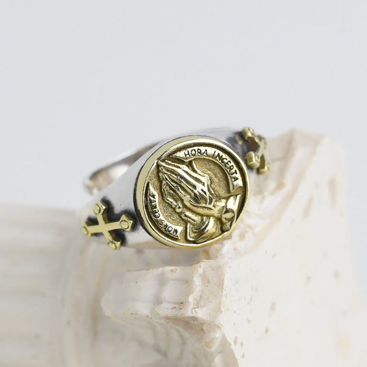 Christianartworkshop Classic Style Praying Hands Titanium Ring - Adjustable(Suitable for US sizes 9-12) - image 0