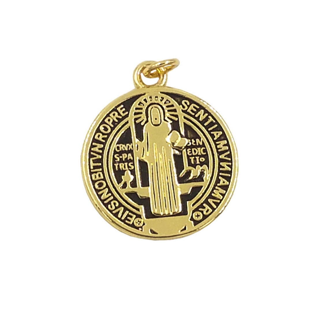 Refined Style St. Benedict Gold Plated Brass Pendant Necklace - Black - image 4